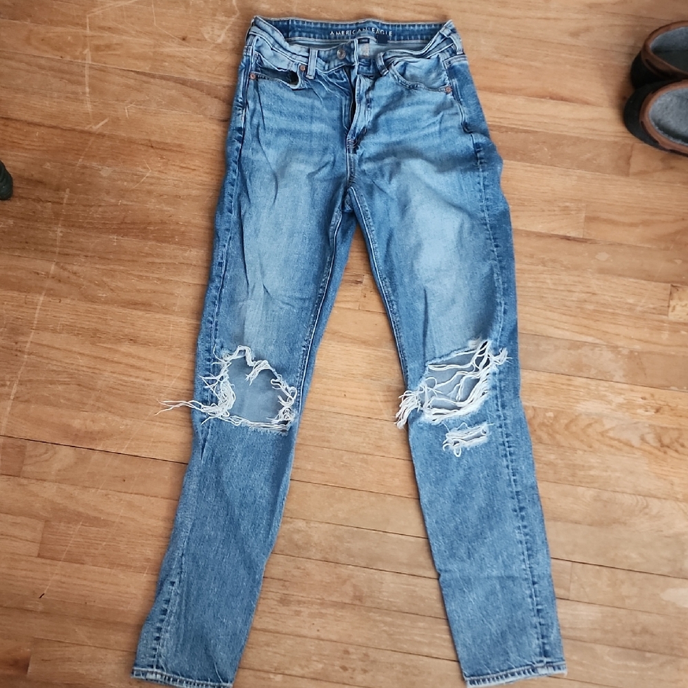American Eagle Outfitters Light Blue Distressed Skinny Jeans 4 XL